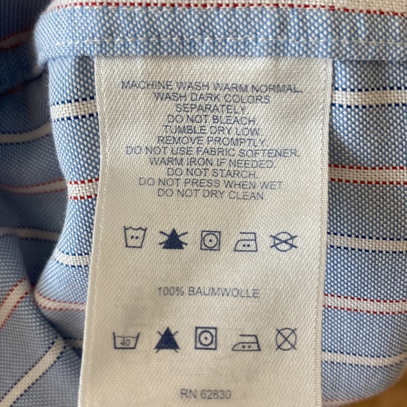 Land’s End Baby Blue Striped Long Sleeve Button Up, Men’s size Large 16-16.5 - Picture 4 of 5